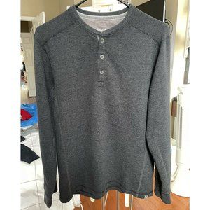 Eddie Bauer Mens Henley Shirt Size Small Charcoal Long Sleeve Heritage Wash